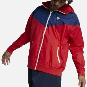 Nike Windrunner Jacket Small Hoodie Zip Up Blue Red White Black Tag Sporty Trend